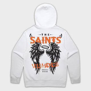 Holy Madness '26  White Hooded Sweater